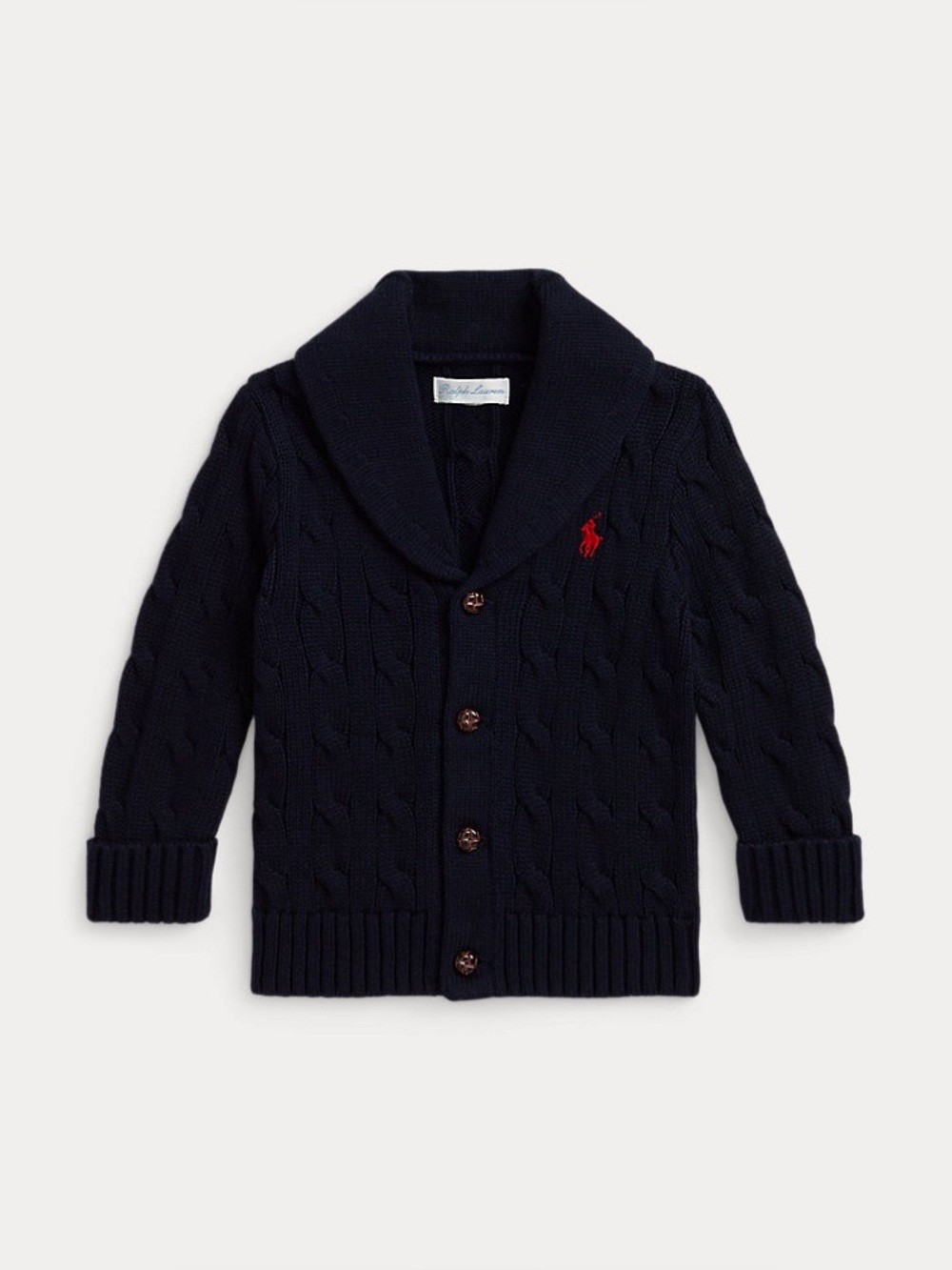 Ralph Lauren Cable-Knit Cotton Shawl Cardigan